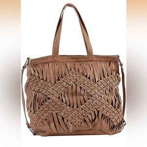 Stylish Brown Woven Tote Bag